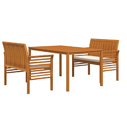 Avis Ensemble salle à manger de jardin 3 pcs,Table et chaise à dîner d'extérieur Acacia solide -MN23935