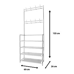 Portemanteau d'entrée en métal Nyana Home 155x60x28 cm 4 étagères 8 cintres Blanc pas cher