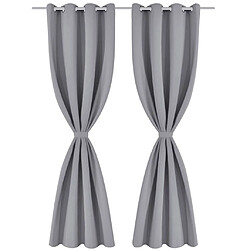 vidaXL Rideau occultant 2 pcs avec œillets métalliques 135x175 cm Gris