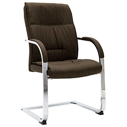 Helloshop26 Chaise fauteuil siège de bureau informatique étude cantilever tissu brun 02_0023994