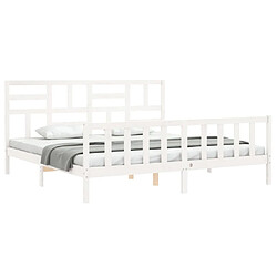 Acheter Maison Chic Lit adulte - Cadre Structure de lit avec tête de lit Contemporain blanc 200x200 cm bois massif -MN27709