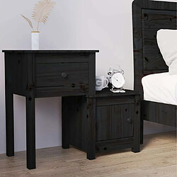 Maison Chic Table de chevet,Table de nuit,Table d'appoint pour salon Noir 79,5x38x65,5 cm Bois de pin massif -MN59671