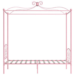 Avis vidaXL Cadre de lit à baldaquin sans matelas rose métal 100x200 cm