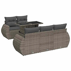 vidaXL Salon de jardin 6 pcs avec coussins gris résine tressée