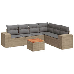 vidaXL Salon de jardin avec coussins 7 pcs beige résine tressée