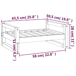 vidaXL Lit pour chien Marron miel 65,5x50,5x28 cm Bois de pin solide pas cher