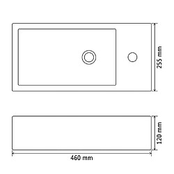 vidaXL Vasque avec trou de robinet Céramique Noir 46 x 25,5 x 12 cm pas cher