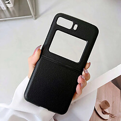 Coque en TPU + cuir véritable texture litchi, anti-écaillage pour votre Motorola Moto Razr 2022 5G - noir