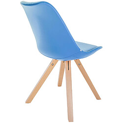 Decoshop26 Chaise de salle à manger x1 style scandinave assise en PVC bleu clair et pieds carrés en bois clair 10_0001443 pas cher