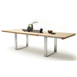 Pegane Table à manger extensible en chêne sauvage massif huilé / acier - L.180-280 x H.77 x P.100 cm