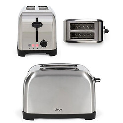 Livoo Bouilloire RETRO INOX 1L7 1500W protection contre l'ébullition + Grille-Pain INOX 850W 2 LARGES fentes