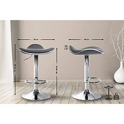 Decoshop26 Tabouret de bar x1 assise ergonomique en PVC gris pied en trompette en métal aspect chromé 10_0005381