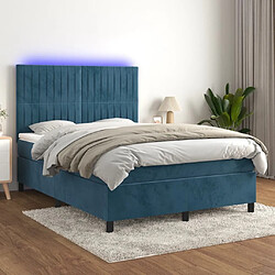 Sommier à lattes LED,Cadre à lattes de lit avec matelas pour Adulte Bleu foncé 140x190 cm -MN15246