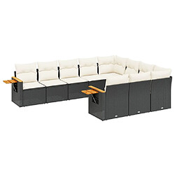 Maison Chic Salon de jardin 10 pcs avec coussins | Ensemble de Table et chaises | Mobilier d'Extérieur noir résine tressée -GKD10898