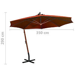 vidaXL Parasol de jardin suspendu avec mât terre cuite bois de sapin pas cher