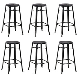 vidaXL Tabourets de bar lot de 6 noir acier