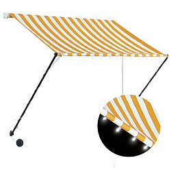 Maison Chic Store banne | Auvent rétractable de porte | Marquise Brise-soleil avec LED 150x150 cm Jaune et blanc -GKD14346