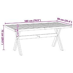 vidaXL Table à manger NOAIN pieds en forme de X 180x90x75cm massif pin pas cher