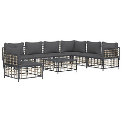 Avis Maison Chic Salon de jardin 8 pcs + coussins - Mobilier/Meubles de jardin - Table et chaises d'extérieur anthracite résine tressée -MN57615