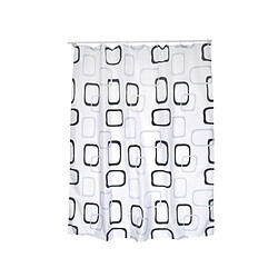 MSV Rideau de douche Polyester 180x200cm Motifs Gris & Blanc - Anneaux inclus