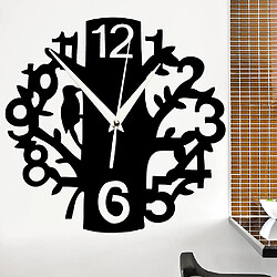 Acheter Universal Arbre non tic-tac et oiseau miroir acrylique autocollant idéal horloge murale pour la décoration de la maison noir