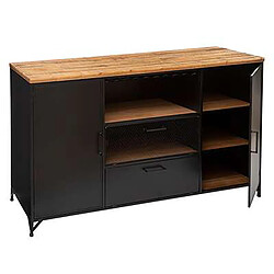 Avis Pegane Buffet 2 portes en fer et bois coloris noir - Longueur 140 x P. 42,5 x Hauteur 85 cm