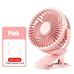 (Rose) Mini Ventilateur de Refroidissement Clip de Bureau Portable Chargement USB Ventilateurs Cool 360 Degrés Muet à 3 vitesses avec Vent Fort pour l'Été de la Chambre à Coucher