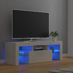 Maison Chic Meubles TV avec lumières LED - Banc TV pour salon blanc brillant 120x35x40 cm -MN22942