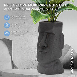 ML-Design Pot de Plantes/Fleurs Tête Île de Pâques, 26x23x43 cm, Anthracite, Polyrésine, Intérieur/Extérieur, Statue Massif, Grand Buste Sculpture, Vase Cache-pot, Planteur Décoration, Urne de Jardin