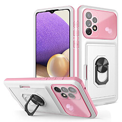 Coque en TPU + acrylique avec béquille et porte-carte blanc/rose pour votre Samsung Galaxy A33 5G