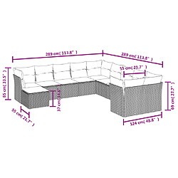 Avis vidaXL Salon de jardin 11 pcs avec coussins gris clair résine tressée