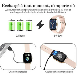 Chrono Montre Connectée Femmes, 1,7 Pouces Montre Connectée IP67 Etanche Fréquence Cardiaque Podomètre Sommeil Fitness Tracke Smartwatch pour Android iOS( Rose) pas cher