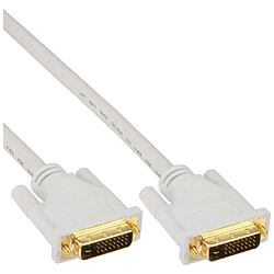 Câble InLine® DVI-D 24 + 1 mâle vers mâle DVI Dual Link blanc / or 5 m