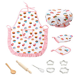 Acheter Rôle De Chef D'enfant Faire Semblant De Jouer Jouet Chapeau Tablier Pot Pad Ensembles De Motif De Gâteau 11PCS