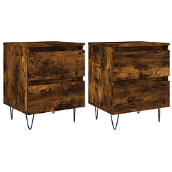 Maison Chic Lot de 2 Tables de chevet - Tables de Nuit chêne fumé 40x35x50 cm bois ingénierie