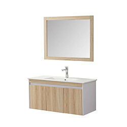 Wilsa Ensemble de salle de bain bois et blanc 99 cm