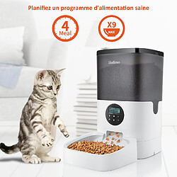 Acheter LCD Distributeur Croquettes 4L Balimo Chats/Chiens Distributeur Automatique de Nourriture Programmable 4 Repas/Jour Enregistreur 10s Vocal,Noir Blanc