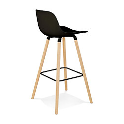 Acheter Alterego Tabouret snack mi-hauteur 'TATSU MINI' noir avec pieds en bois naturel