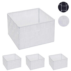 Mendler 4x panier de rangement HWC-C37, 12x19x19cm ~ blanc