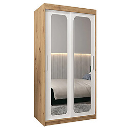 Abiks Meble Armoire PROMO T3 À Portes Coulissantes 200/100/62 2 Portes (Artisan/Blanc)