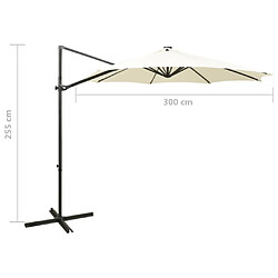 vidaXL Parasol de jardin en porte-à-faux et mât et lumières LED sable pas cher