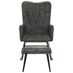 Maison Chic Chaise à bascule avec repose-pied | Fauteuil Relax Noir vintage Toile -GKD13219