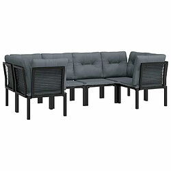 Avis Maison Chic Salon de jardin 6 pcs - Table et chaises d'extérieur - Mobilier/Meubles de jardin Moderne noir et gris résine tressée -MN92041