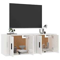 Avis Maison Chic Lot de 2 Meubles TV muraux Banc TV suspendus pour salon blanc brillant 57x34,5x40 cm -MN61104