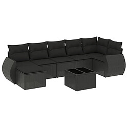 Maison Chic Salon de jardin 8 pcs avec coussins | Ensemble de Table et chaises | Mobilier d'Extérieur noir résine tressée -GKD87021