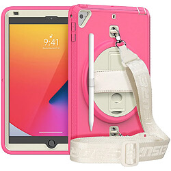 Coque en TPU Hybride robuste avec béquille et bandoulière rose pour votre Apple iPad Mini 4/Mini (2019) 7.9 pouces