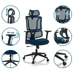 Avis Hjh Office Chaise de bureau / chaise pivotante ERGOMY assise tissu / dossier résille bleu mybuero