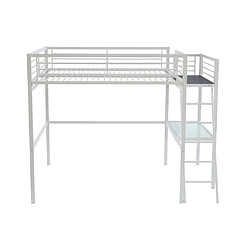 Acheter Vente-Unique Lit mezzanine CASUAL II - 140 x 190 cm - plateforme bureau - Blanc + matelas