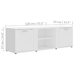 vidaXL Meuble TV Blanc 120x34x37 cm Bois d'ingénierie pas cher