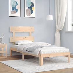 Maison Chic Cadre/structure de lit avec tête de lit pour adulte - Lit Moderne Chambre petit simple bois massif -MN31089